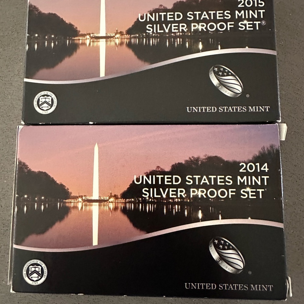 2014–2015 U.S. Mint Silver Proof Sets Complete Box COA 90%